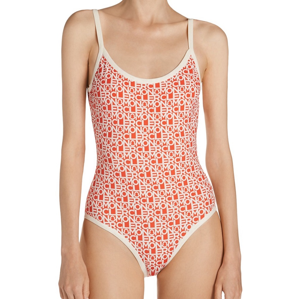 Authentic NWT Moncler Logo Print One Piece Swimsuit